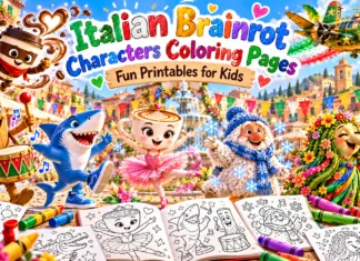 Italian Brainrot Characters Coloring Pages: Print-Ready Fun for Kids Italian brainrot characters coloring pages for kids featuring popular characters